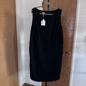 Talbots Black Sleeveless Shift Dress with Side Buttons women 20w